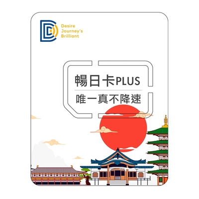 DJB_暢日卡PLUS 日本5天無限流量吃到飽不降速上網卡