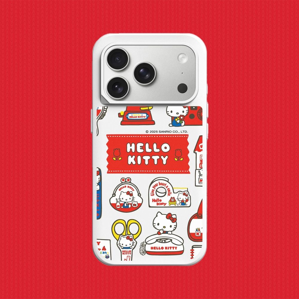 犀牛盾 iPhone 15/16/17/18系列 SolidX強化吸震緩衝防摔手機殼/Hello Kitty-Sticker-生活小物 (經典白)