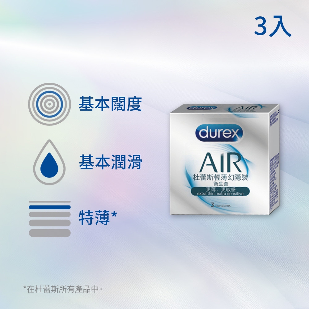 Durex 杜蕾斯-AIR輕薄幻隱裝保險套(3入)