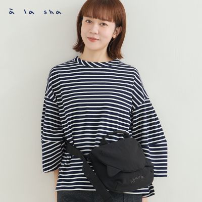 a la sha 蘋果貓條紋造型袖上衣