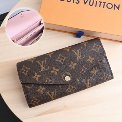 LOUIS VUITTON路易威登 LV M62235 Sarah經典花紋扣式長夾(粉)
