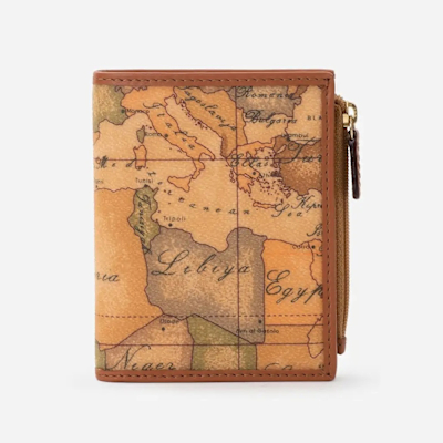 Alviero Martini 義大利地圖包 旅行系列 6卡1照片零錢袋短夾-地圖黃