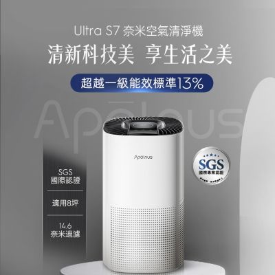 【波那斯】買一送一 奈米空氣清淨機(超細奈米濾淨力/SGS國際認證/適用7坪/Ultra S7)