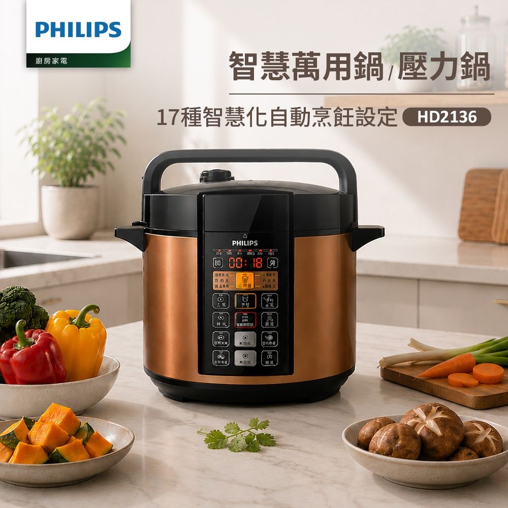 【Philips 飛利浦】智慧萬用鍋_HD2133/2136(2款任選)