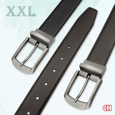 【CH-BELT 銓丞皮帶】加大腰加長XXL 針扣夾座 男休閒皮帶腰帶(黑/咖XXL)