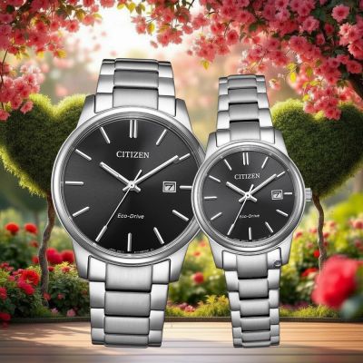 CITIZEN 星辰 光動能 簡約百搭大三針對錶-40+27.5mm BM6978-93E+EW2318-90E