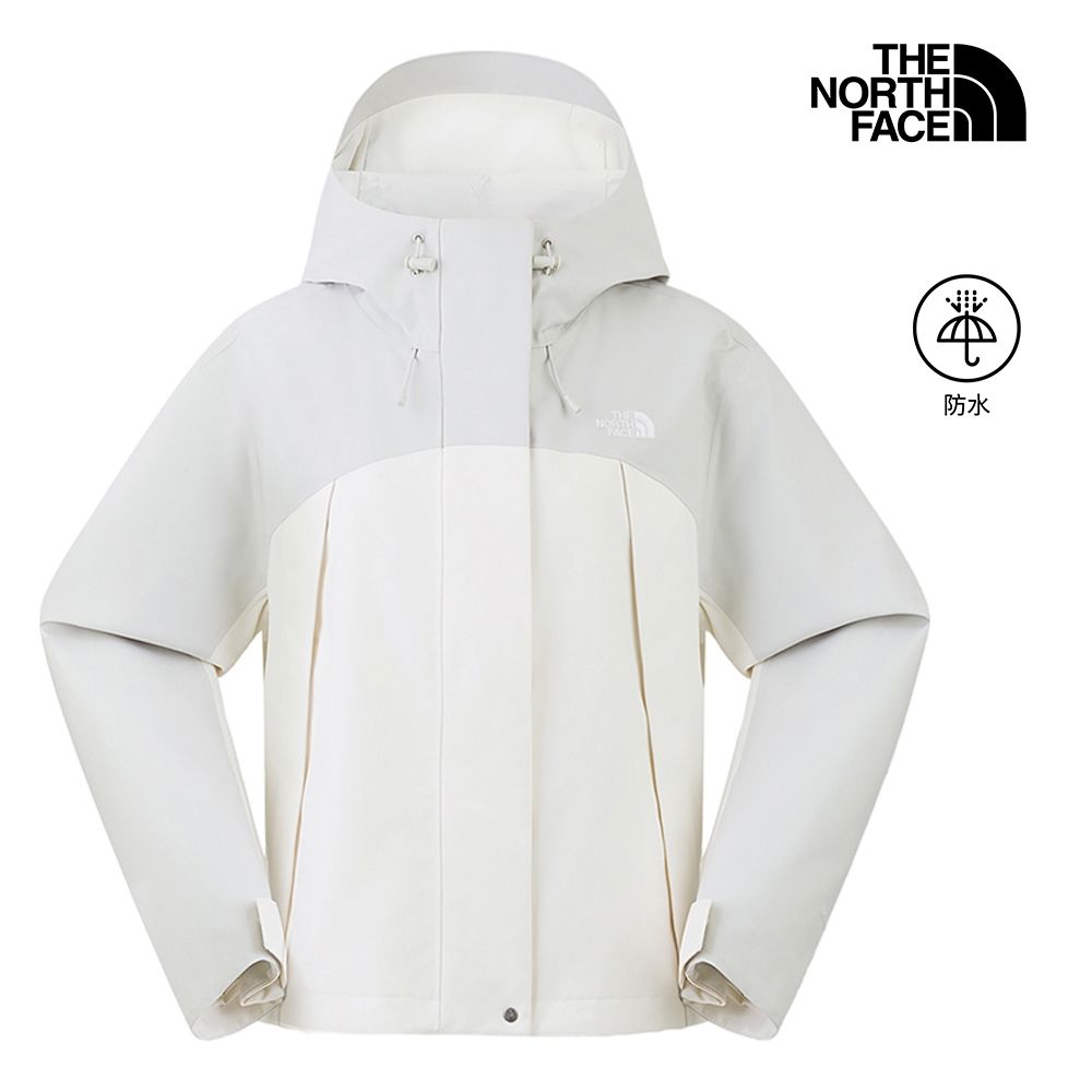 【The North Face 官方旗艦】北面女款白色DRYVENT防水連帽衝鋒衣｜8J6XTBH