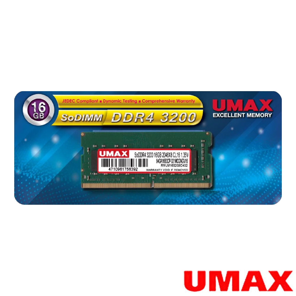 UMAX DDR4 3200 16GB 筆記型記憶體(2048x8) | DDR4 | Yahoo購物中心