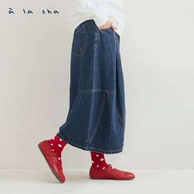 a la sha Polala打褶氣球牛仔裙