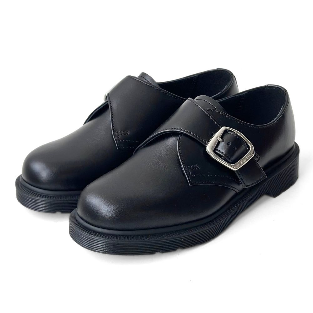 Dr.Martens 1461 Buckle Monk 側扣環真皮鞋 女 黑 復古英倫風馬汀厚底僧侶樂福小皮鞋 馬丁休閒一腳蹬懶人上班學生單鞋43333001