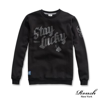 Roush Lucky美式骷髏膠印刷毛大學Tee(2511501)