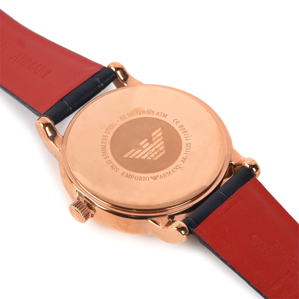 EMPORIO ARMANI 簡約時尚皮帶男腕錶(AR11135)-深藍/43mm ARMANI