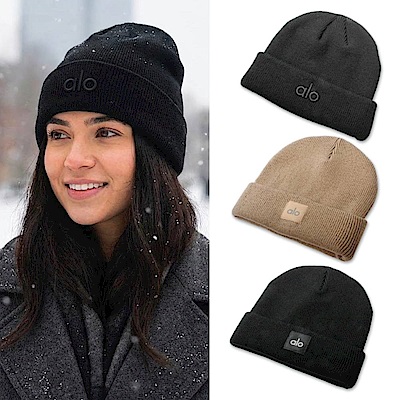 ALO 簡約LOGO素面針織毛帽-任選