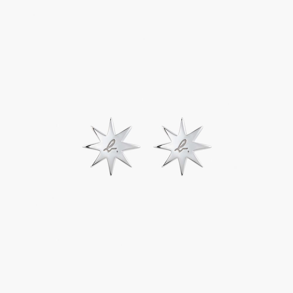 agnes b. bijoux  女款 925純銀 logo星形耳環 銀色