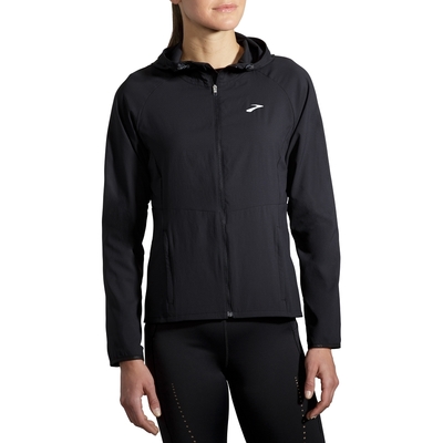 BROOKS 女 Canopy 防風防水外套 經典黑(221521001)