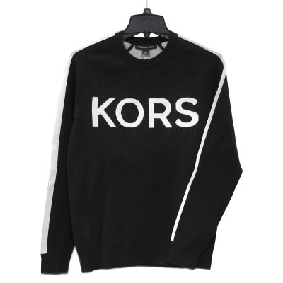 MICHAEL KORS 品牌大字LOGO圓領長袖上衣(黑色)