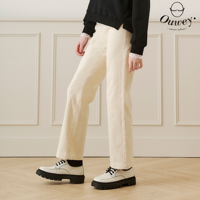 OUWEY歐薇 杏色心動小直筒牛仔褲(杏;S-L)