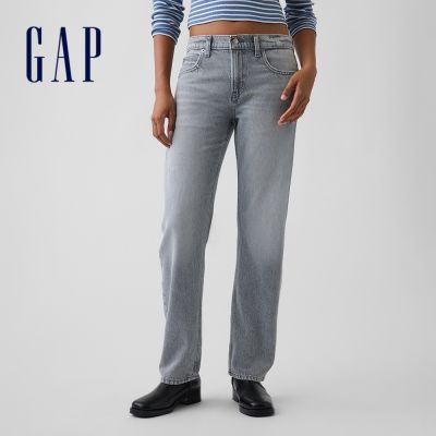 【GAP】中腰直筒錐形牛仔褲-灰色水洗(911445)