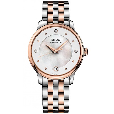 MIDO 美度 官方授權 BARONCELLI 永恆真鑽機械女錶 開學換新季 送禮推薦-34mm M0392072210600