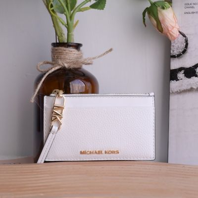 MICHAEL KORS EMPIRE 金屬LOGO卡片零錢包(米白)