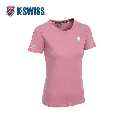 K-SWISS 排汗T恤 26SS PF TEE 13 W 吸濕排汗 短上衣 女短袖上衣 桃紅色 1913705-212