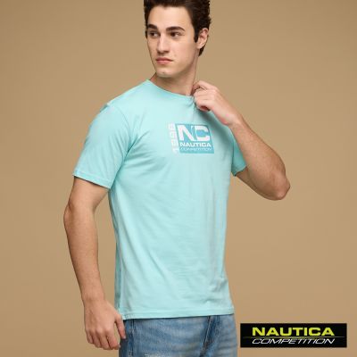 Nautica 男裝 Competition復古運動字型短袖T恤-藍色