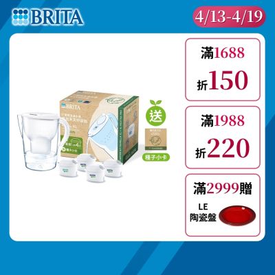 【BRITA官方】Marella 3.5L馬利拉濾水壺x1(白)+3入MXPRO去水垢專家濾芯(共4芯)_永續版