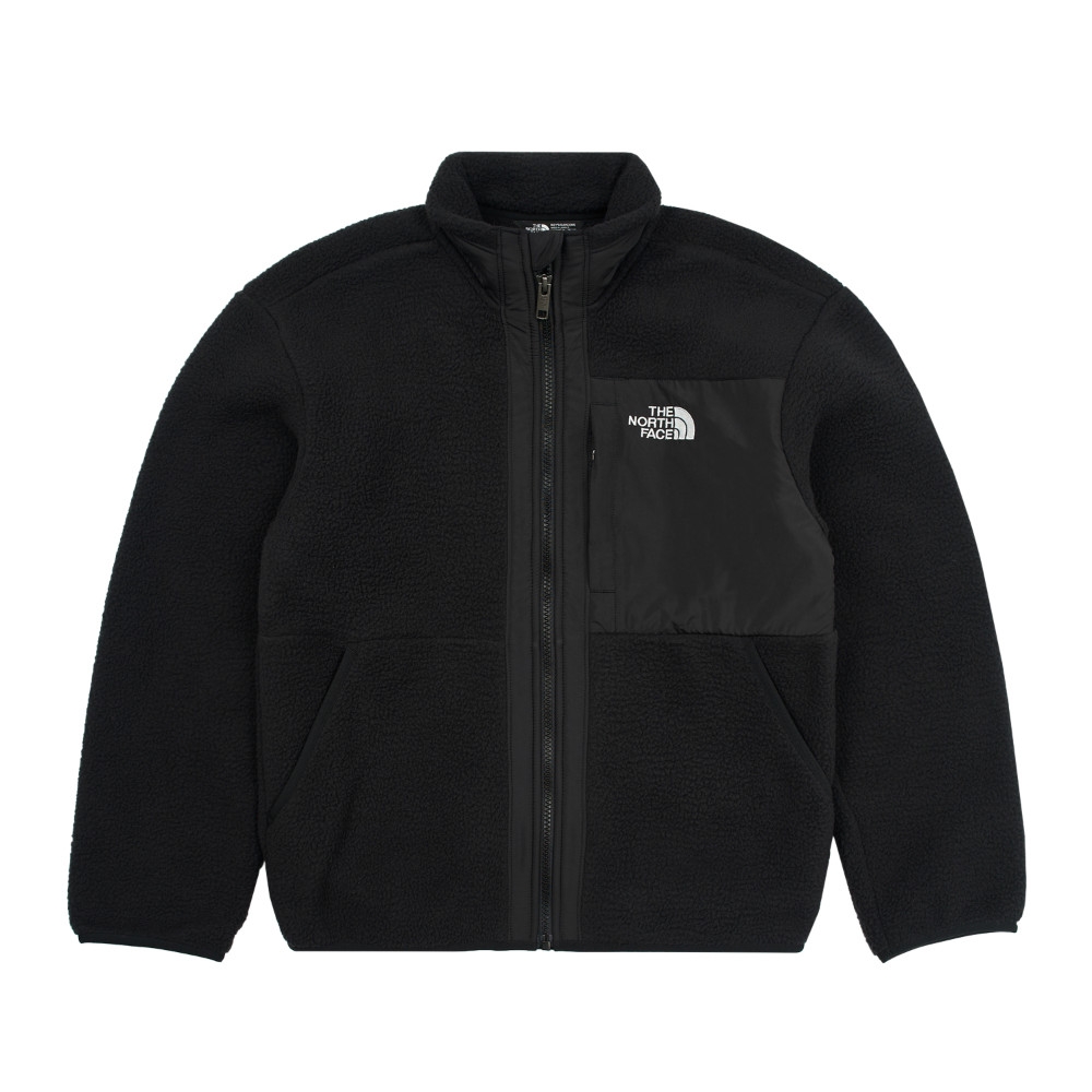 The North Face 官方旗艦】北面兒童黑色舒適保暖休閒立領抓絨外套