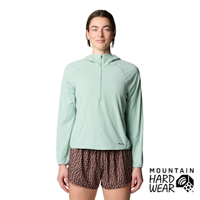 【Mountain Hardwear】Sunshield Hoody 防曬輕量連帽半拉上衣 女款 礦泉綠 #2110511