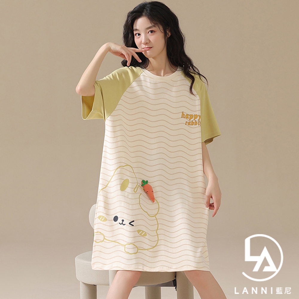 【藍尼居家】現+預 甜蜜情侶純棉短袖睡衣套裝(情侶睡衣/女睡衣/男睡衣/家居服) (Z58265女款)