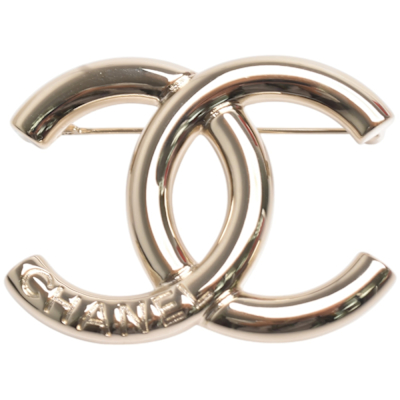 CHANEL 經典品牌LOGO雙C造型胸針(金色)