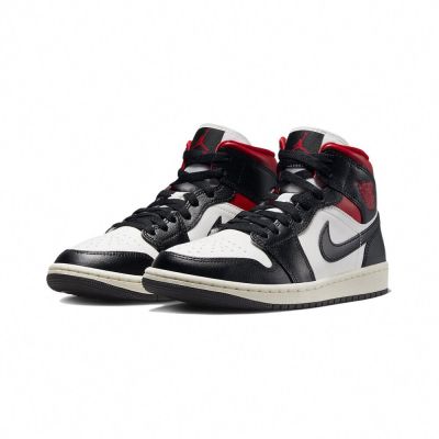 W Nike Air Jordan 1 Mid Black Sail Gym Rrd 黑紅 休閒鞋 女鞋 BQ6472-061