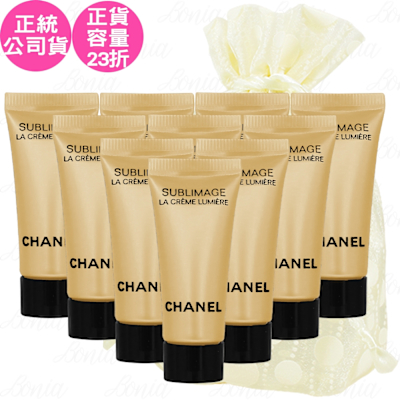 CHANEL香奈兒 CHANEL 香奈兒 奢華金燦煥白乳霜(5ml)*10旅行袋組(公司貨)