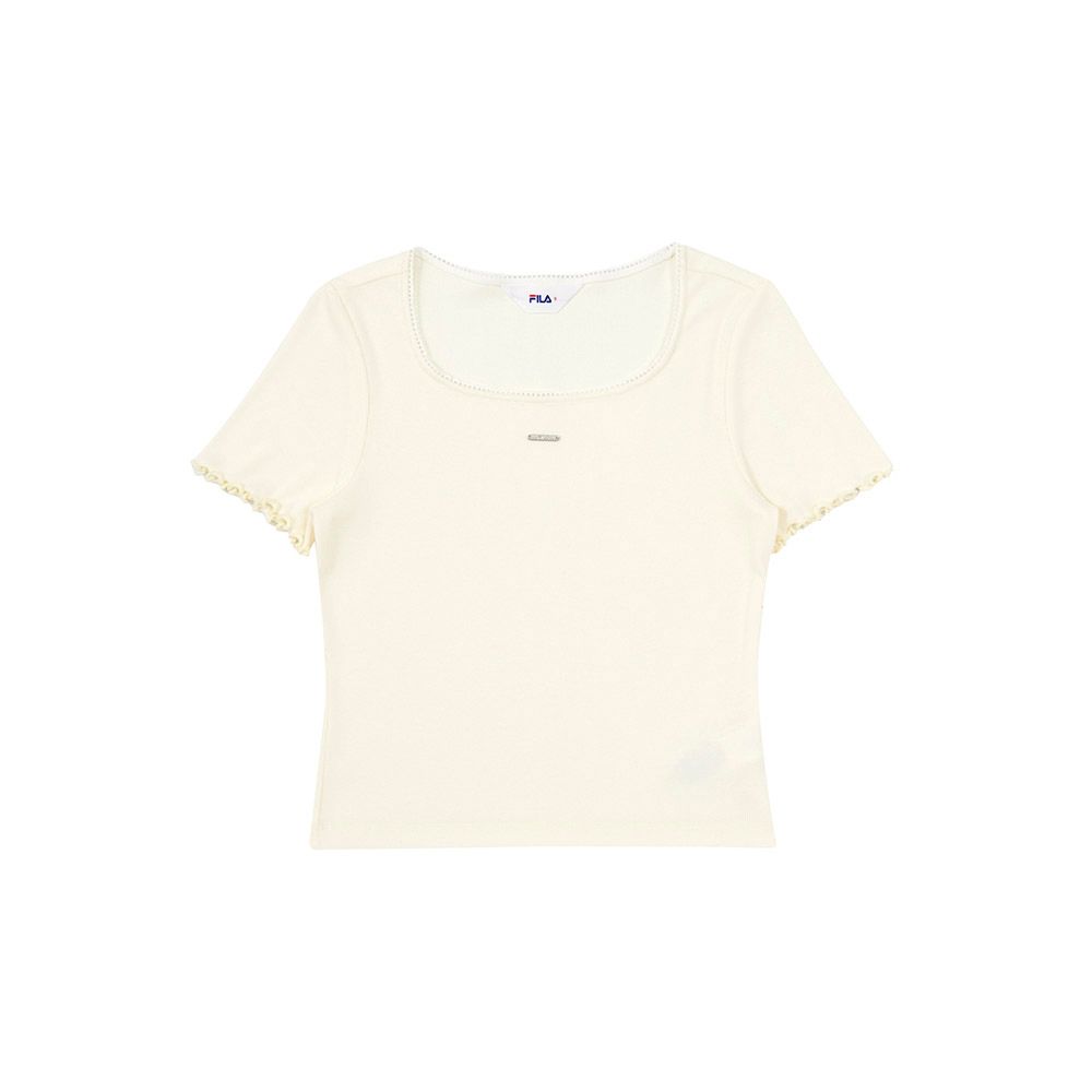 FILA 女短袖圓領T恤-米白 5TEA-1468-IV