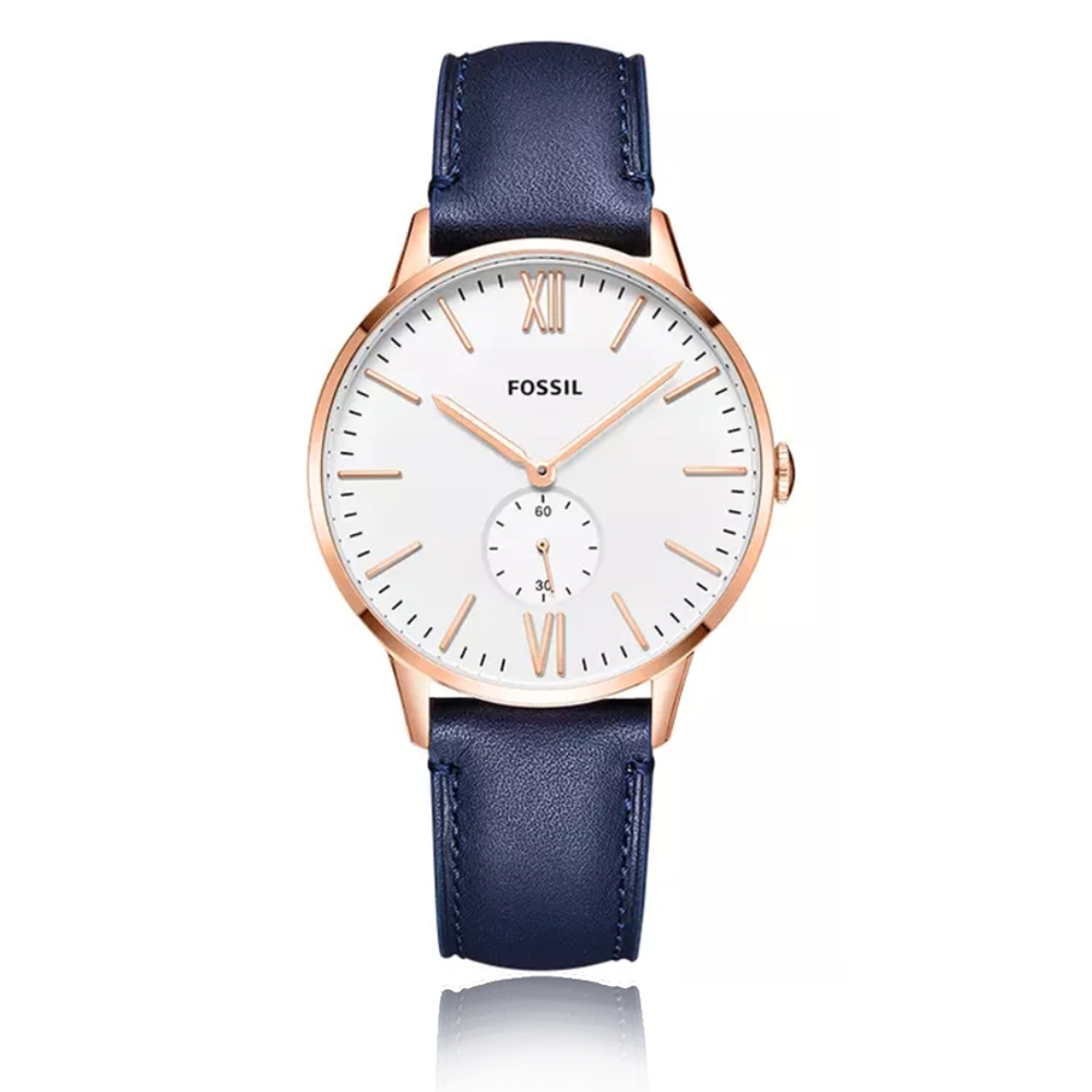 FOSSIL 王者頌歌小秒針錶盤皮革男錶(FS5567)-白/42mm