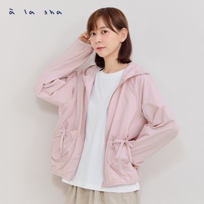a la sha 抽皺蝴蝶結口袋造型連帽外套