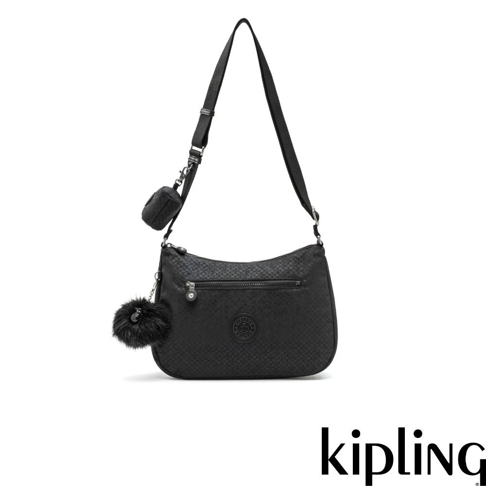 Kipling 黑色幾何印花附小包造型側背包-SHINAE