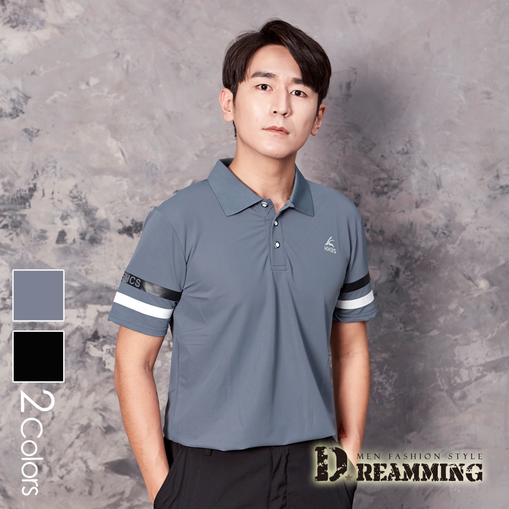 Dreamming CLASSICS運動彈力短POLO衫 親膚 涼感 透氣-共二色 (淺灰)
