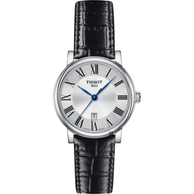 TISSOT 天梭 官方授權 Carson 羅馬石英女錶 開學購物季 送禮首選-黑/30mm T1222101603300