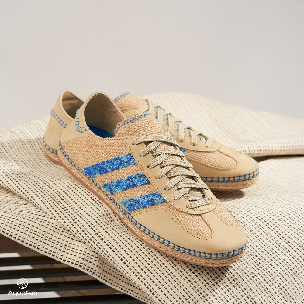 Clot x Adidas Gazelle 男女鞋亞麻藍色陳冠希聯名串珠編織草鞋休閒鞋