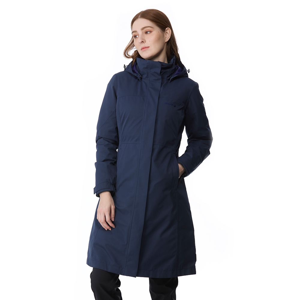 HILLTOP山頂鳥GORE-TEX二合一防水羽絨長大衣女款藍/黑｜PF21XF89ECEA