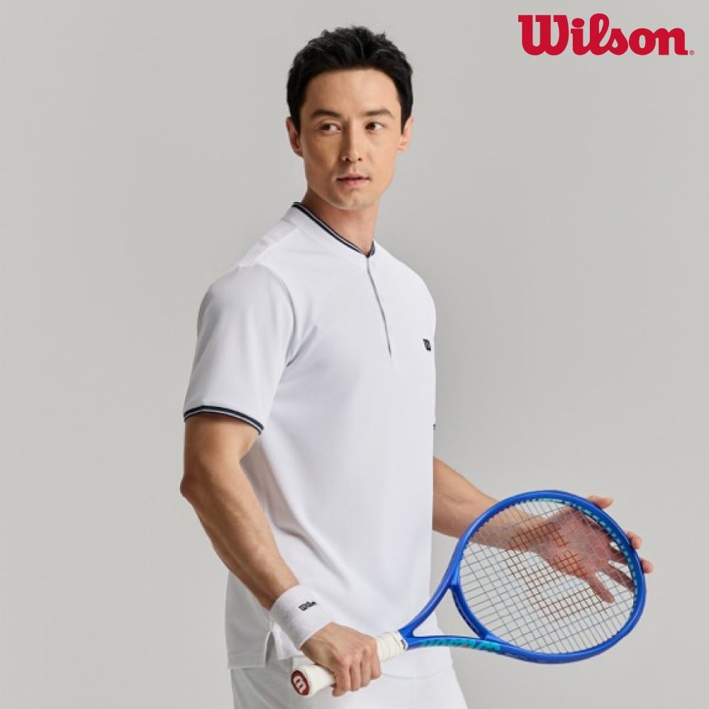 【Wilson威爾森】Henley Collar Polo 男款 服飾 POLO衫 白色 WN00106W001002