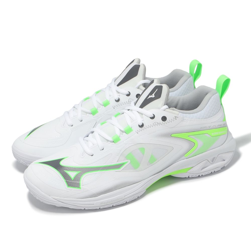 Mizuno 羽球鞋Wave Claw Neo 3 寬楦男鞋白綠回彈室內運動羽排鞋美津濃