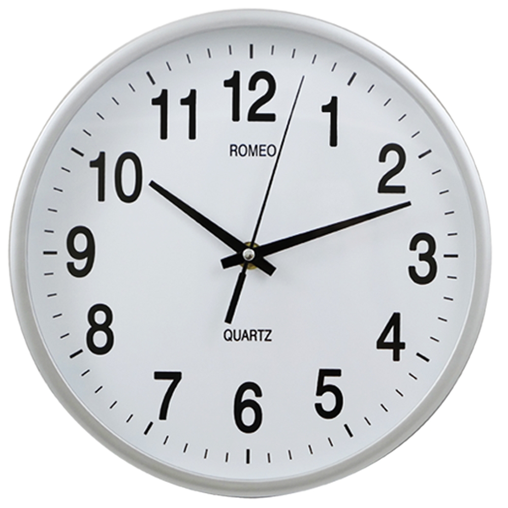 羅蜜歐10吋銀色邊框靜音掛鐘NEW-61 | 時鐘掛鐘| Yahoo購物中心