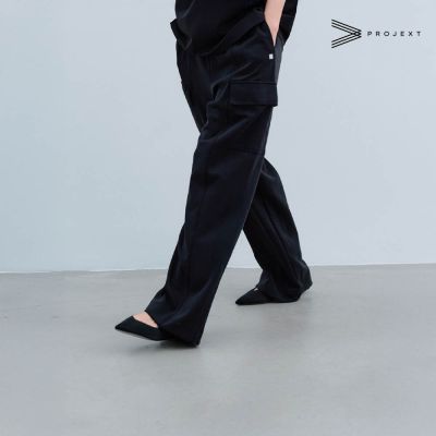 PROJEXT 尖頭平底鞋 黑色 女鞋 Maison Pointed Toe 飛織天絲混紡 親膚舒適