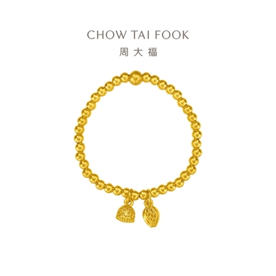 周大福 經典傳承系列 合合蓮心小金珠黃金手鍊 計價黃金(鍊長10cm)