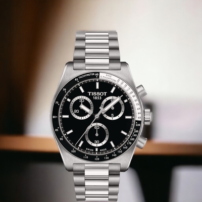 TISSOT 天梭 官方授權 PR516 經典復刻計時腕錶-T1494171105100/40mm黑色 聖誕節 禮物