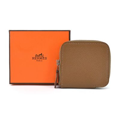 Hermes 愛馬仕 Silk In Compact Epsom小牛皮拉鍊絲巾零錢包(AA駝金)