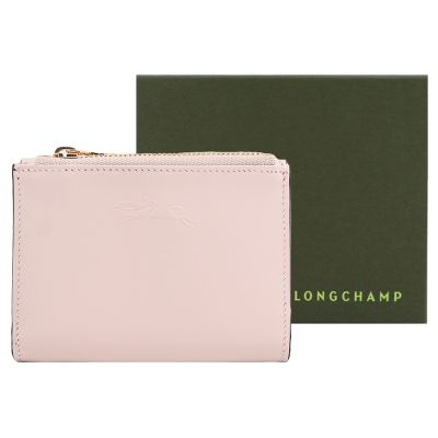 LONGCHAMP ÉPURE系列滑面小牛皮三折短夾(玫瑰粉)