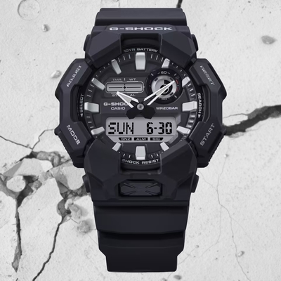 CASIO 卡西歐 G-SHOCK 大錶殼 實用功能 雙顯錶-黑 GA-010-1A 防水200米